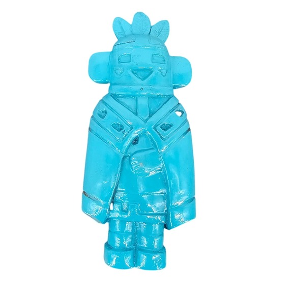 Other - Turquoise Blue Terracotta Kachina Wall Hanging Southwestern Clay Art 6.5"